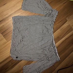 striped off the shoulder tee